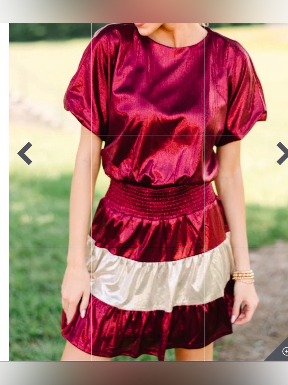 TCEC Metallic Maroon Red and Cream Game Day Mini Dress size S